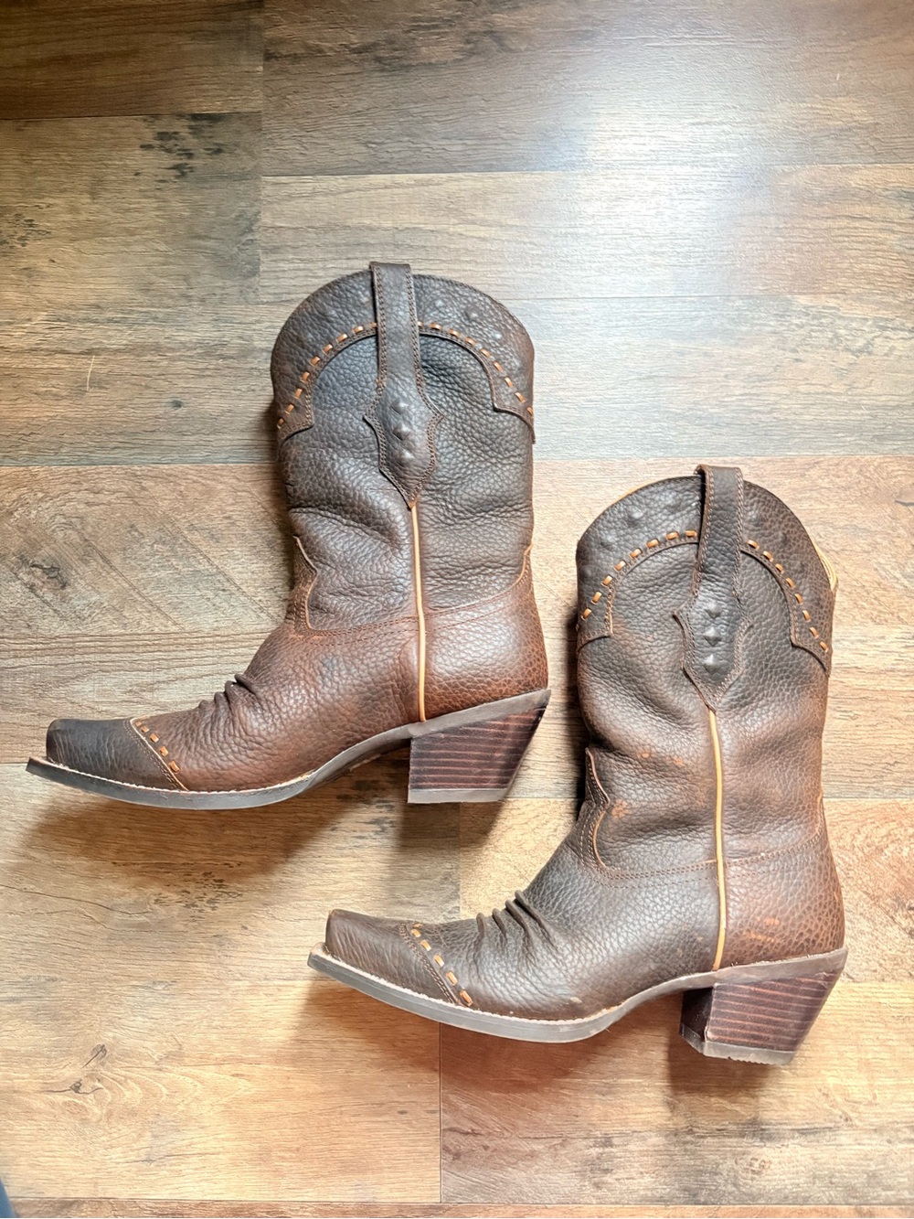 Ariat Brown Unique Cowgirl Cowboy Leather Western Heeled Boots Women’s 7.5